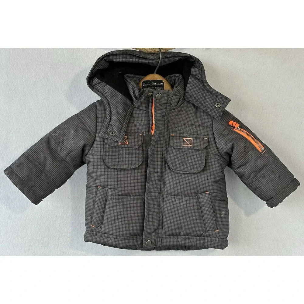 Carters Baby Puffer Jacket Coat Fleece Lining Hooded  Sz 12 months